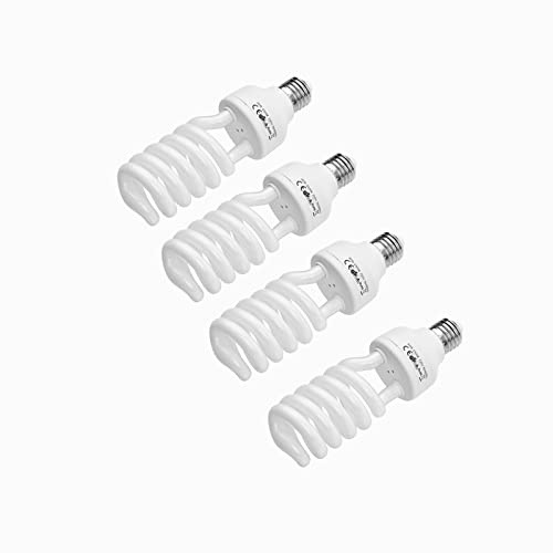 Andoer 4 x Fotolampe 45W 220V, 5500K CRI90 Tageslicht Spirallampe, Energiesparlampe E27 Birne für Fotostudio Studiobeleuchtung Videobeleuchtung