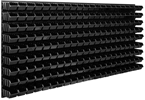 SimpleThing Lagersystem Werkstattregal | 172 x 78 cm | 198 stck. Box | Wandregal mit Stapelboxen - Wandplatten Extra Starke Schüttenregal Warkzeuglochwand Lagerregal Garage Regal