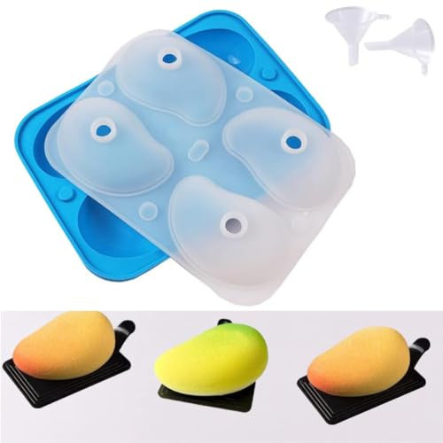 Montidey 4 Holes 3D Mango Shape Cake Mold Fruit Pudding Ice Tray Mold Jelly Pastry Ice Cream Mould Mousse Cake Baking Molds