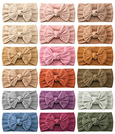 jollybows 18pcs Baby Nylon Headbands Hair Bow Elastics Hairbands Hair Accessories for Baby Girls Newborn Infant Toddlers Kid