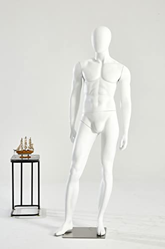 M21-6 weiß Mann Eurohandisplay schöne Schaufensterpuppe Männliche stehend weiß matt lackiert Egghead