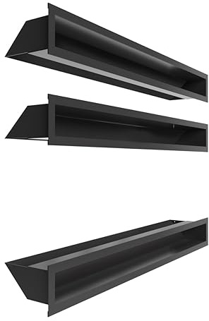 KRATKI Juego de rejilla de chimenea LUFT simple 3x80cm para chimenea con vidrio recto 3 piezas