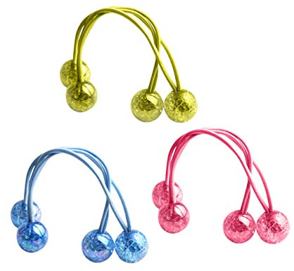 FRCOLOR 6paare Acryl-haargummis Mit Kugeln Elastische Haargummis Für Damen Modisches Haarzubehör Handgefertigt Zufälligen Farben Für Zöpfe Und Hochsteckfrisuren