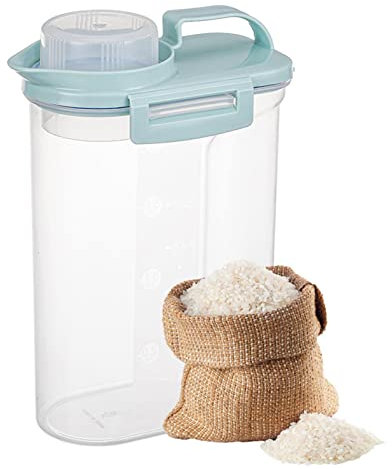 Murman Contenedor de arroz de con vaso medidor, recipiente de almacenamiento transparente sin BPA y recipiente de almacenamiento para guardar comida para perros, cereales, arroz, harina, cereales