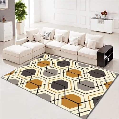 RUGMRZ Teppich Auslegware Carpets grau-gelber Kunstdesigner-Teppich gelb mit lichtechtem und verschleißfestem Fleckerlteppich 60X120CM