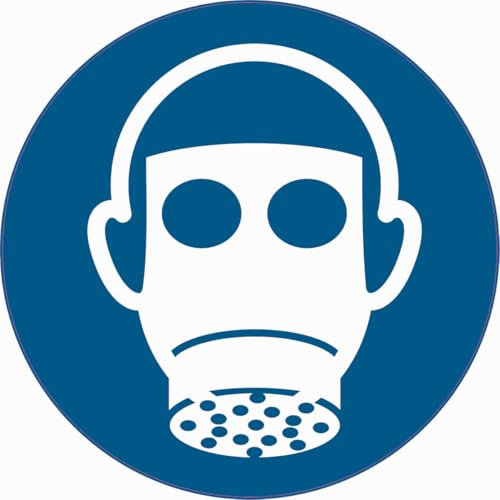 Use respiratory protection stickers, diameter 5 cm according to ISO 7010, ASR A1.3 (10 pieces) (weatherproof)