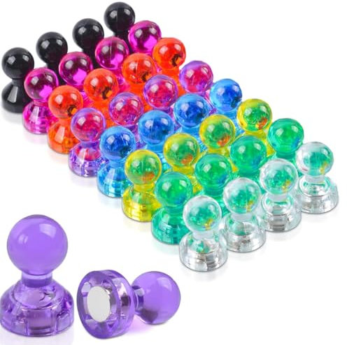 Whiteboard Magnete, 32 Stück Magnet 11 x 17mm Kunststoffmagnet Kegelmagnete，Kühlschrank Magnete für Magnettafel, Whiteboard, Pinnwand