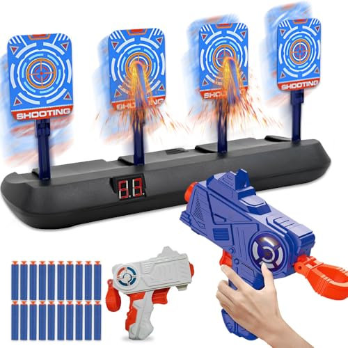 KUWUNG Zielscheibe für Nerf Pistole, Nerf Zielscheibe mit Licht, Auto Reset Target mit Foam Darts Pfeile und Sounds, Schaumstoff Blaster Sets, Geschenke Spielzeug für 6 7 8 9 10 Kinder