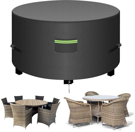Neuradical Round Garden Furniture Cover, Waterproof Outdoor Circular Table Covers, Heavy Duty Patio Protector with Air Vent - 420D Oxford Fabric -Tear Resistant, Anti-UV, Windproof - Ø190 x80cm