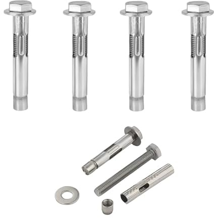 Tornillos de expansión M6 x 80 mm, 4 tornillos de expansión, tornillos de expansión hexagonales de acero inoxidable 201, anclaje de fijación resistente, para hormigón, mampostería y pared de ladrillo