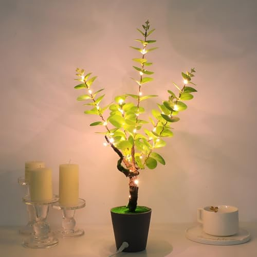 Tuzsocr LED Lichterbaum Palme, Tischdeko, Warmweiß, USB-betrieben, Stil 3 | Funkelndes LED-Licht sorgt für stimmungsvolle Atmosphäre, ideal als Tischdeko für Wohnzimmer, Büro oder Party