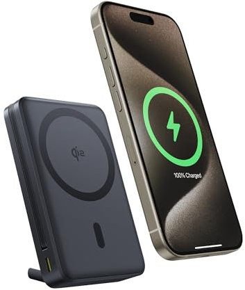 Baseus Nomos Qi2 Magsafe Power Bank, 15W Magnetico Power Bank per iPhone 16/15/14/13, Batteria Esterna 45W USB-C Ricarica Veloce, 10000mAh Powerbank Pieghevole con Display, Piccolo Ma Forte, Nero