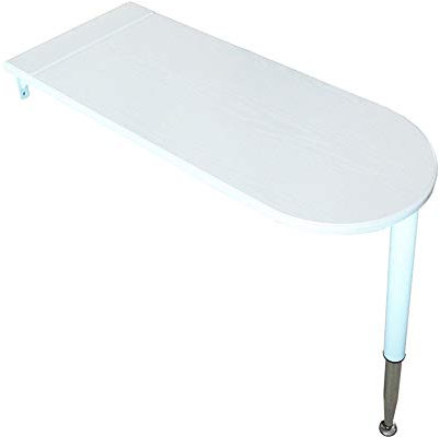 Moderner wandmontierter klappbarer Esstisch, platzsparend, Holz-Bartisch, quadratischer runder Kopf, weiß, hohes Bein, Kunststil, Wandtisch