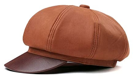 Lederkappe Frauen achteckige Kappe Echtes Leder Hut Newsboy Caps Männer Casual Echtleder Luxus Klassische acht Stück Hüte