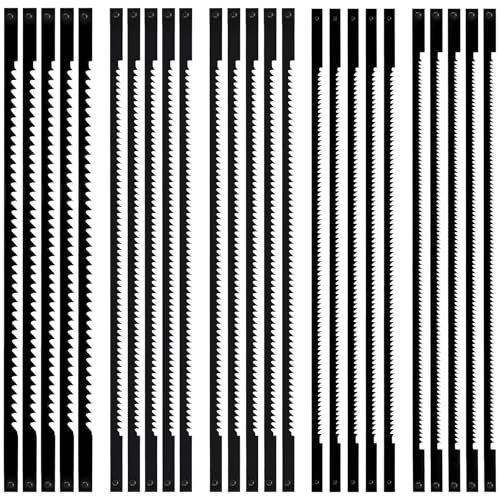 25 Pezzi lame per seghetto oscillante 10/15/18/20/24 Lame da Traforo Standard a Taglio Fine con Pernetto Trasversale per Segare Legno Plastica Schiuma Metalli Teneri - 127mm