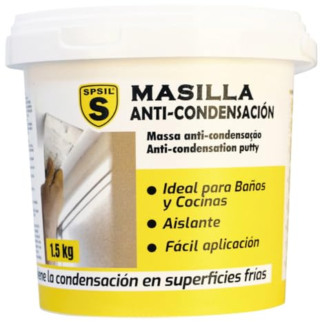 SPSIL Masilla Anti-Condensación Blanca 1.5kg - Protección anti-moho - Aislamiento térmico - Uso en interiores y exteriores (1.5 kg)