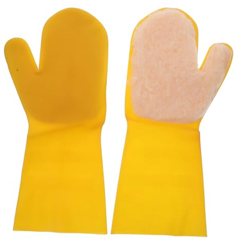 Toddmomy 2pcs Swimming Pool Cleaning Gloves Soft Mitts for Spa and Aquarium Use Warm and Comfortable for Household Chores Gardening and Car Washing Yellow Right Hand