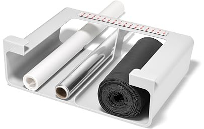 Joseph Joseph Cupboardstore Rangement Sous Étagère pour Film Alimentaire, Papier Aluminium et Sacs, Gain de Place, Plastique Recyclé, Grand, Blanc