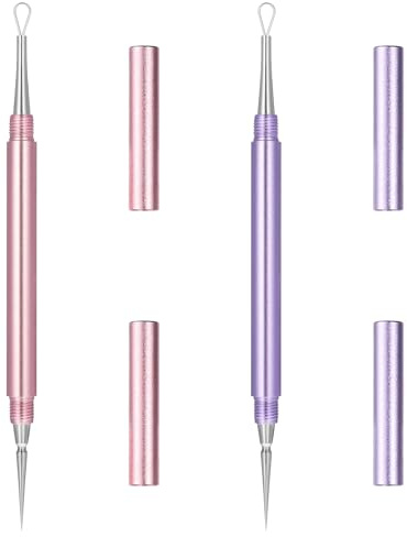 2Pcs Comedone Extractor Tool, Professional 2-in-1 Stainless Steel Acne Removal Tool, Double Ended Blackhead & Whitehead Remover, Pimple Extractor Comedone Blemish Popper for Face Nose