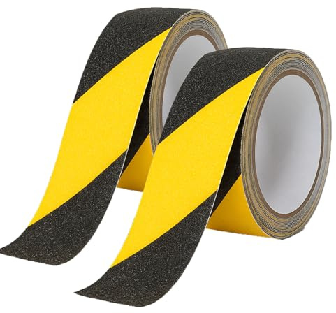 Ruban adhésif antidérapant bandes Forte Adhésif ruban antidérapant marches d'escalier ruban adhésif ruban adhésif pour sols marches intérieures et extérieures Bande Sécurité(2rouleaux 50mmx15m)
