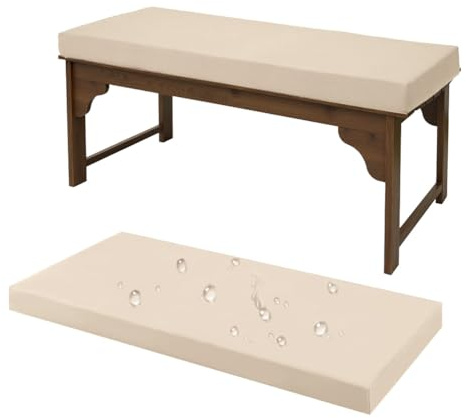 ZSWXF Bankauflage Outdoor Wetterfest,Sitzkissen Sitzauflage Sitzpolster Bank,rutschfeste Bankkissen Sitzkissen Outdoor,FüR Fensterbank Innen Gartenbank Auflag Wasserfest Sofakissen,Beige,110x35x5cm