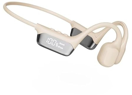 Cuffie per conduzione ossea Nuoto, per nuotare, Ipx8, impermeabile, con lettore Mp3 integrato, auricolari per piscina Bluetooth 5.4 senza fili (bianco)