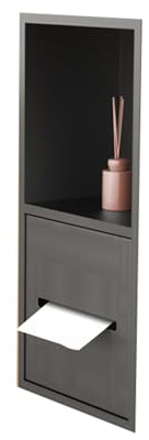 HJLKDYM Porte-Papier Toilette Encastré, Armoire Poubelle Cachée, Support Rangement pour Papier Toilette, Étagère Niche Encastrée pour Rangement La Salle Bain(Zwart)
