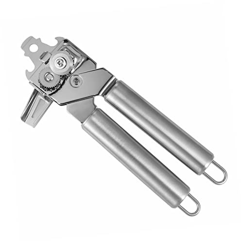 Mobestech Abrelatas Portátil de Acero Inoxidable Multifuncional Tres en Uno Abre Latas y Botellas Seguro para Personas Mayores Uso en Cocina y Fiestas