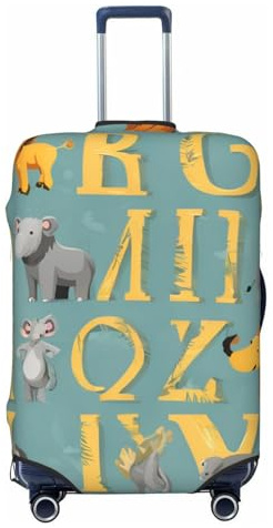 Bkdogkt Zoo Personalisierte Kofferhülle mit Tier-Alphabet-Motiv, Reise- und Geschäftskoffer, schwarz / weiß, M
