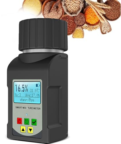 Misuratore Di Umidità Dei Cereali, Misuratore Di Umidità Per 25 Tipi Di Cereali, Capacità Del Campione 90 Ml, Intervallo Di Misurazione 4,6%-36%, Display Digitale Retroilluminato + Trasmissione Vocale