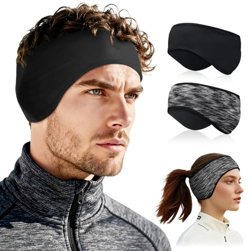 beister Ear Warmers for Women and Men, Fleece Winter Running Headbands with Ear Muffs, Windproof Thermal Cold Weather Protection for Outdoor Sports, Walking, skiing,1/2 Pcs