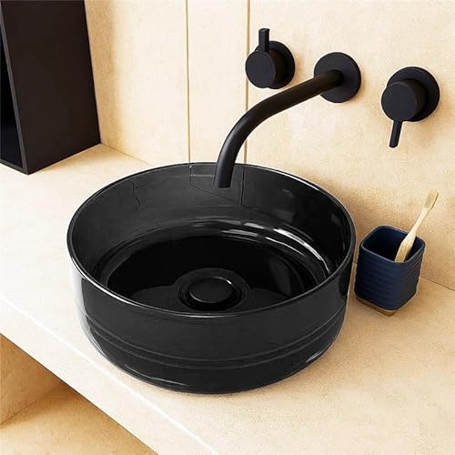 exagonshop Lavabo 40 cm ciotola da appoggio Ischia in resina nero