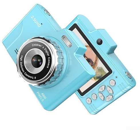 Fotocamera retrò per studenti, 48 MP 2.5 K UHD doppia fotocamera da 2,8 pollici con grande schermo SLR fotocamera digitale 32 GB scheda di memoria per fotografia (verde)