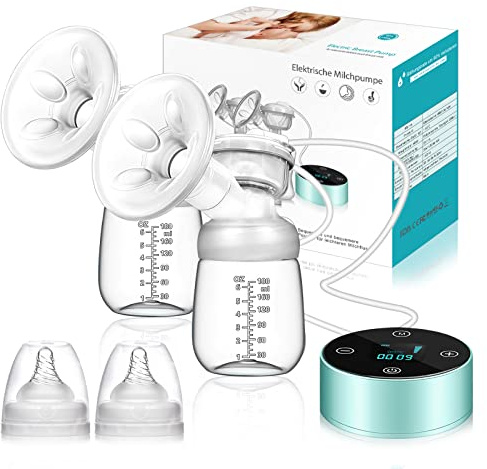 Milchpumpe, Elektrische Milchpumpe DoppelMilchpumpe 3 Modi und 10 Saugstufen Wiederaufladbare BrustpumpeMuttermilch Abpumpenmit Touchscreen-LED(1)