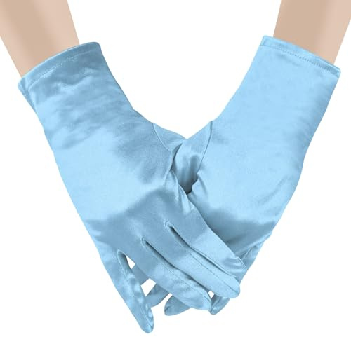 ztowoto 1 Paar Kurz Satin Handschuhe für Damen，Kurz 1920s Handschuhe für Hochzeit Party Oper Party Bankett Kostüm