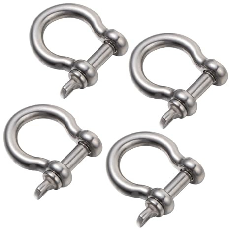 TOGEVAL Manille Acier Inoxydable 304, Lot de 4 Pièces, Manilles Robustes pour Treuillage et Remorquage, Accessoires de Levage Solide, Usage Automobile et Transport