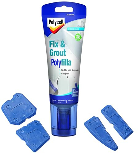 Fix And Grout Tile Adhesive Tube White 330g + Grouting Tool – Revives, Fixes & Restores Tiles Fast – White Grout Repair Kit | Waterproof Easy Multi-Surface Adhesive For Patio, Bathroom & Kitchen