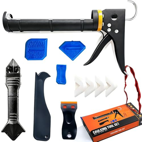 Caulk Gun Kit - Smooth Silicone Caulking Remover & Scraper Tool The Smarter Way to Seal & Repair Professional Caulk Gun Set with Glide & Comfort Grip/Heavy-Duty Metal/Plastic for Flawless DIY