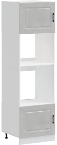 Mhdvray Herdumbauschrank Set Kalmar Betongrau 2X Hochschrank 60x57x207 cm aus Holzwerkstoff mit verstellbaren Füßen, platzsparendes Küchenmöbel für Backofen Mikrowelle