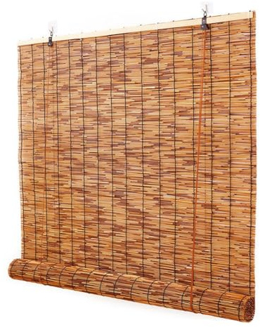 Bambus Jalousie AußEn Bambusrollos Sichtschutz 140 100 120 60 80 180cm breit Seitenzugrollo Bambus Rollo Wetterfest für Garten Fenster(W 165 x L 200 cm)
