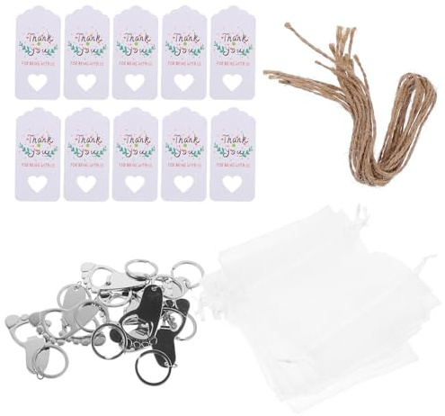 Cabilock Juego de 10 Llaveros Abrebotellas con Forma Única de Huella para Recuerdos de Bautizo, Metal y Papel, Diseño Delicado y Práctico para Baby Shower