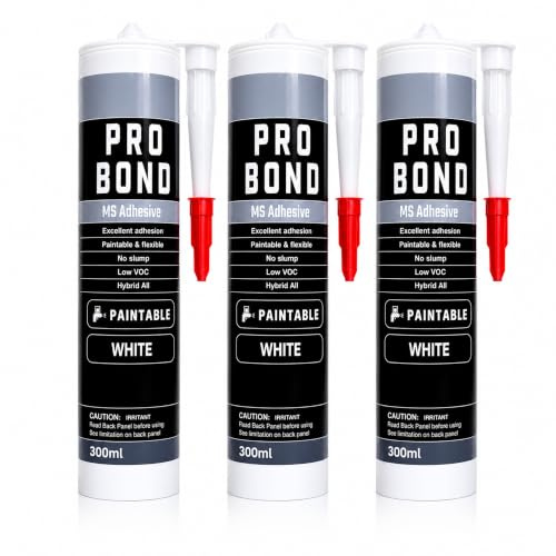 Heavy-Duty Mounting Adhesive 300ml, Strong Grab No Nails Glue, Solvent Free, Wood MDF Wall Panels Slat Panels Trims, Interior Construction Adhesive (3)