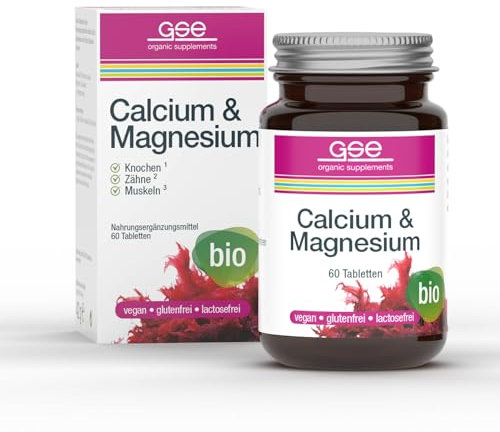GSE Calcium & Magnesium Complex, 60 Tabletten, hochdosiert aus biologischen Rotalgen, BIO-Qualität, 100% pflanzlich, vegan und ohne Zusatzstoffe