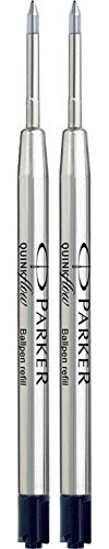 Parker Quink Flow Refill for Ball Pen Medium Line Width), 2 Minen, black, 1aa