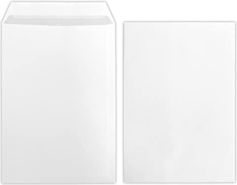 5 Stück B4 Versandtaschen weiß, selbstklebend mit Abdeckstreifen (haftklebend), sehr stabile 120 g/m², ideal für Ihre Bewerbung und Korrespondenz