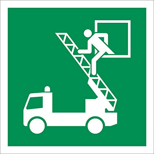 Aufkleber Rettungsausstieg Rettungszeichen nachleuchtend 150 x 150 mm | Bedruckte nachleuchtende Folie, selbstklebend, langnachleuchtend nach ASR A1.3, Made in Germany