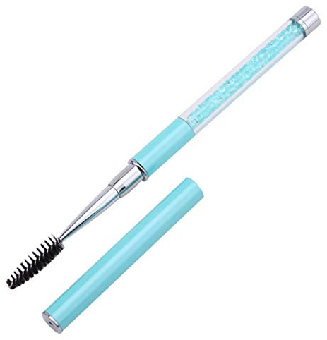 1 st professionell ögonborste med lock ögonbryn ögonfransborstar mascaraborstar stavar applikator bärbara skönhetsverktyg för sminkanvändning (blå)