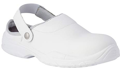 REPOSA Medical – Sanitär-Clogs für Damen und Herren aus Mikrofaser + Sicherheitskappe aus Verbundstoff, Anti-Schock und antistatisch, mit Kordelzug, Bequeme und rutschfeste Küchenschuhe, Weiß, 39 EU