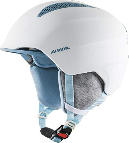 Alpina Grand JR - Sicherer, Leichter, Stoßabsorbierender & Individuell Anpassbarer Skihelm Für Kinder, White-SkyBlue, 51-54 cm
