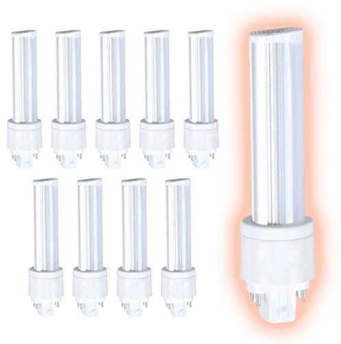 GoodBulb 9 Watt Replacement Horizontal LED Plug-in Light Bulbs | Commercial 6 Watt Type B 4 Pin G24Q Base 5000K Daylight | High Output 600 Lumens | 120° Beam LED PL Light Bulbs | 10 Pack